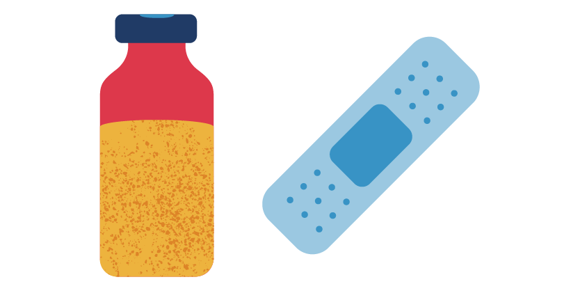 illustration of vaccine bottle and bandaid